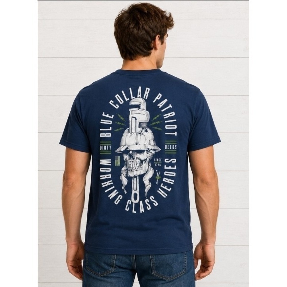 Howitzer Men's T-Shirt Blue Collar Trust Military Grunt Affliction Sz M New L300
